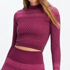 Fabletics Holly Seamless Long Sleeve Top, Fair Isle Purple, Women's Large